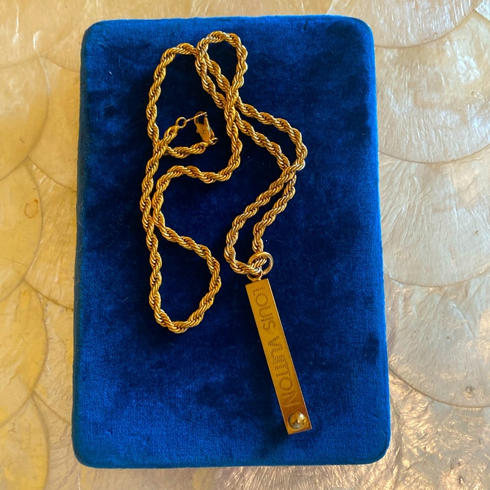 Louis Vuitton stick charm reimagined & repurposed on vintage chain